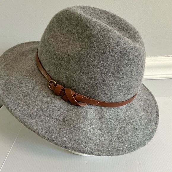 Wool Altar'd State Wide Brimmed Fedora Hat Women’s One Size Gray 100% Wool - Picture 4 of 8